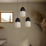 "Pendant lamps with two-tone finish hanging in minimalist room with natural decor"