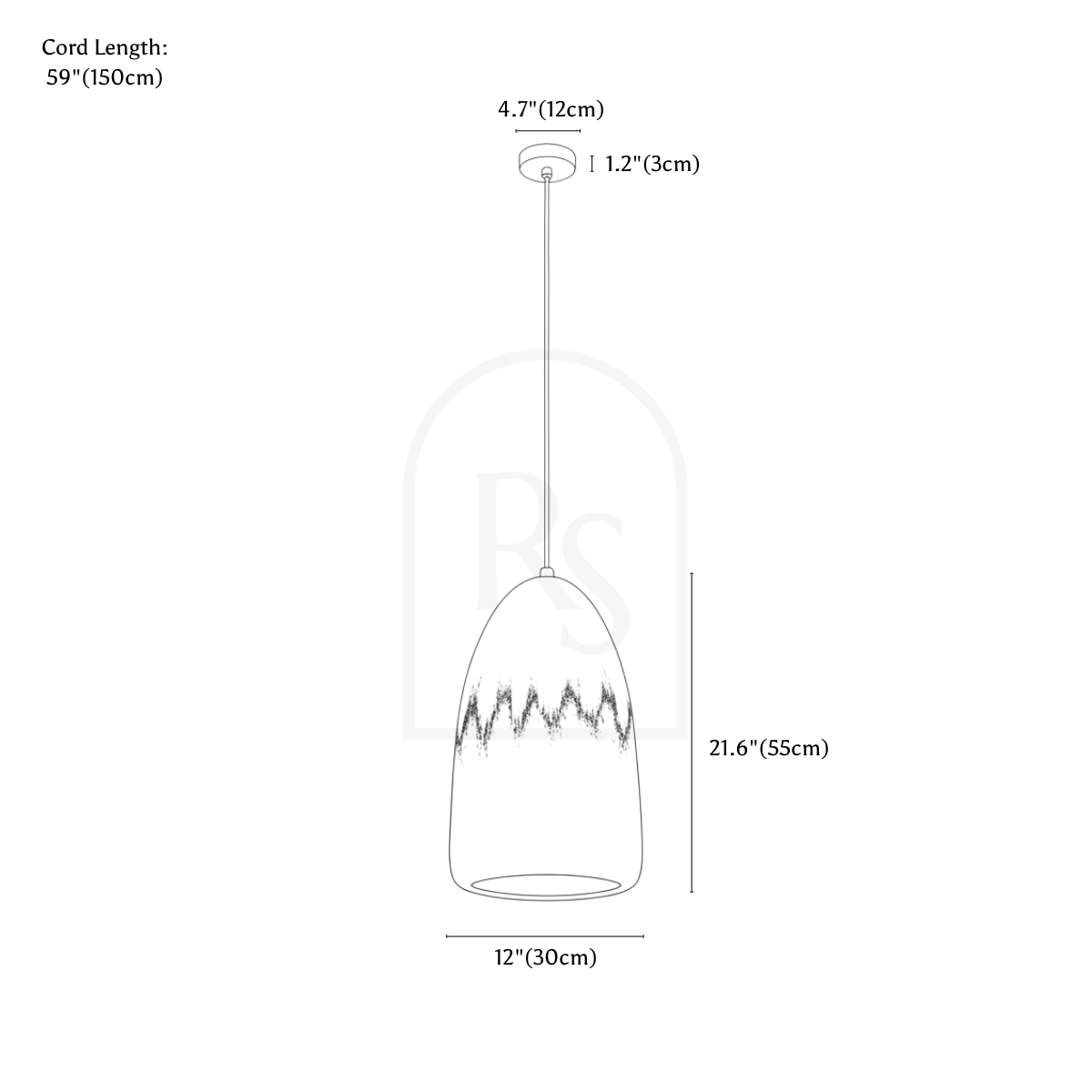 Nurra Pendant Lamp line drawing 1