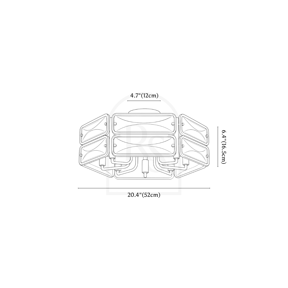 Nyvora Ceiling Light line drawing 1