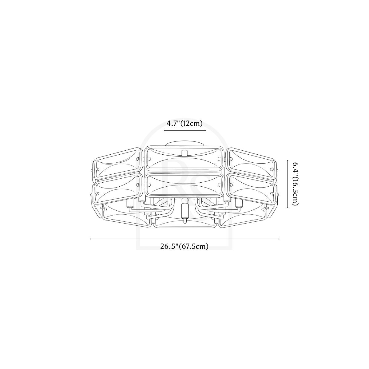Nyvora Ceiling Light line drawing 2