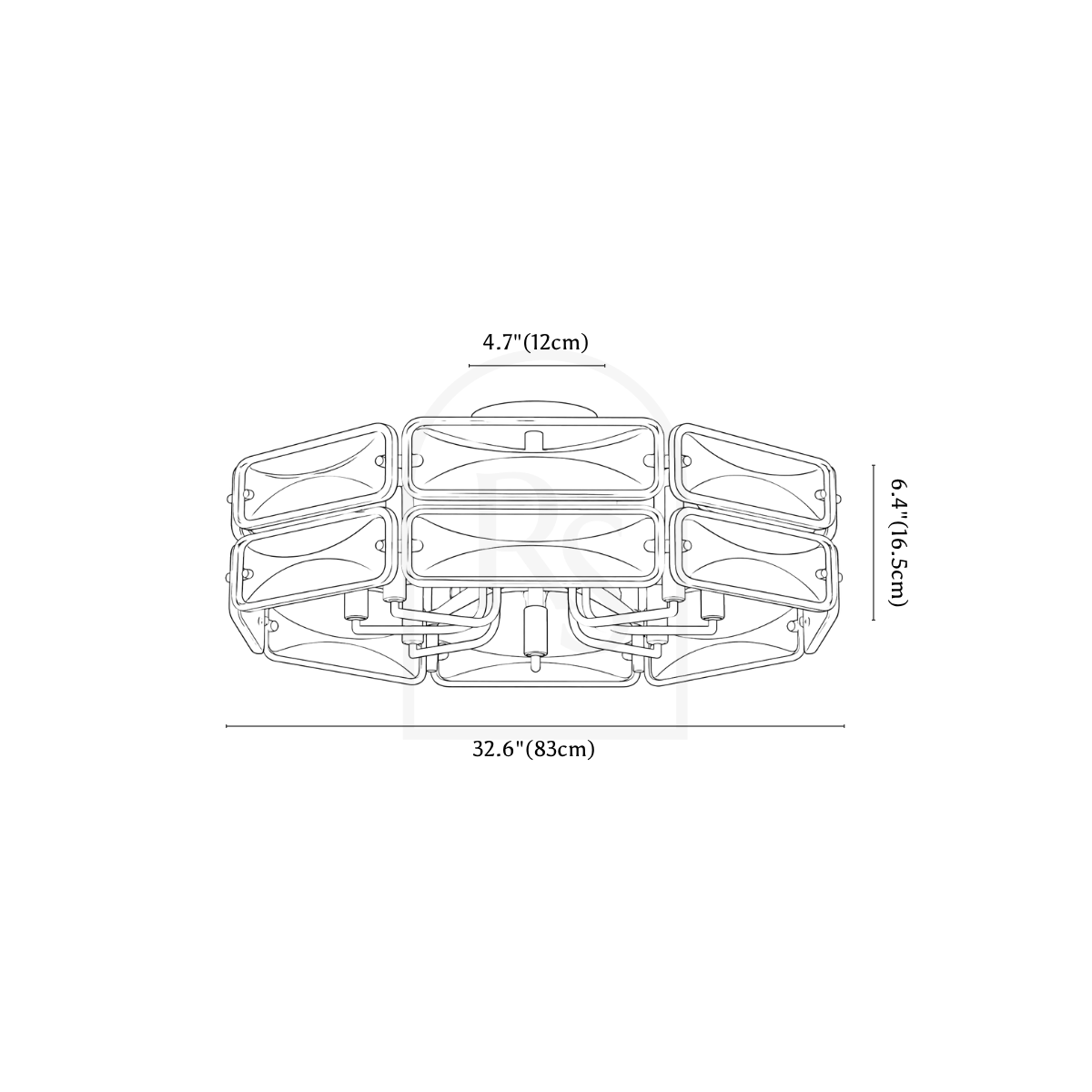 Nyvora Ceiling Light line drawing 3