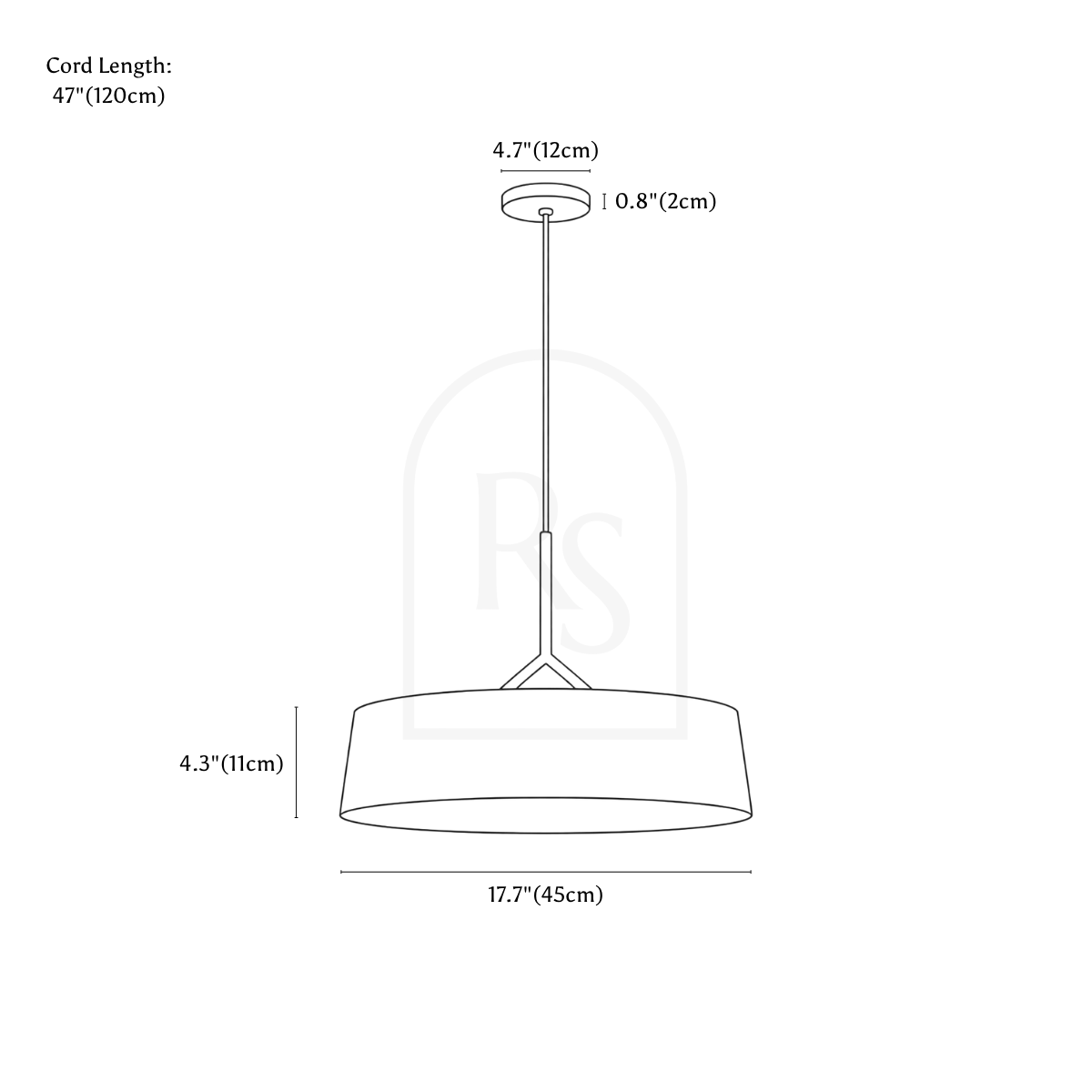 Odeon Pendant Light line drawing 1