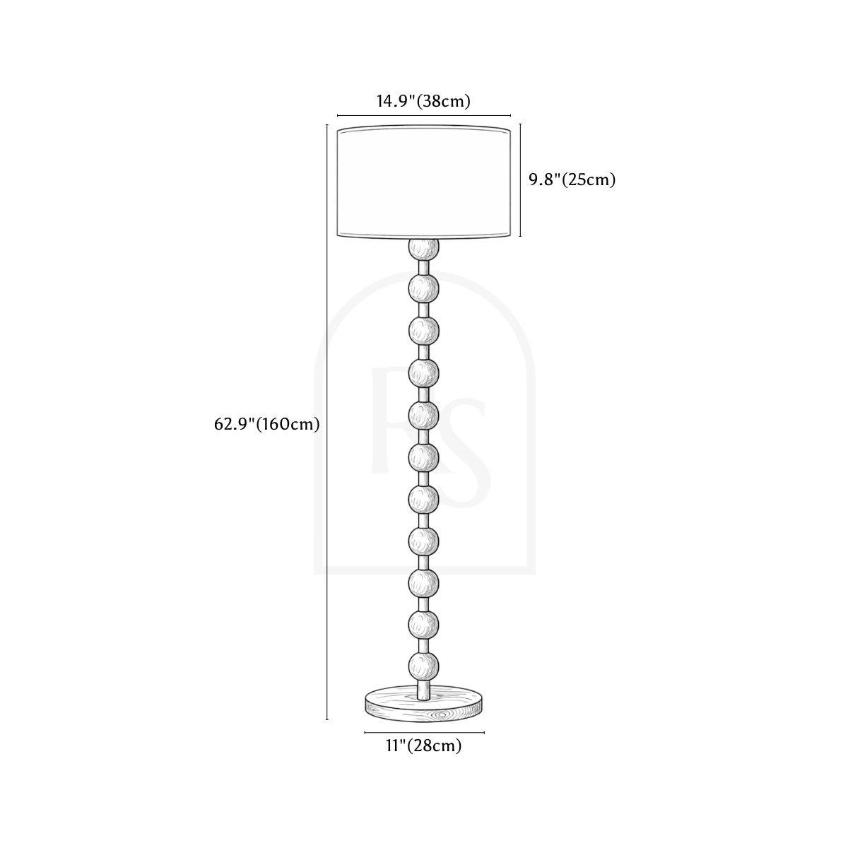 Olan Floor Lamp line drawing 1