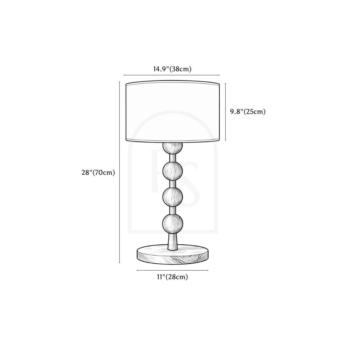 Olan Table Lamp line drawing 1