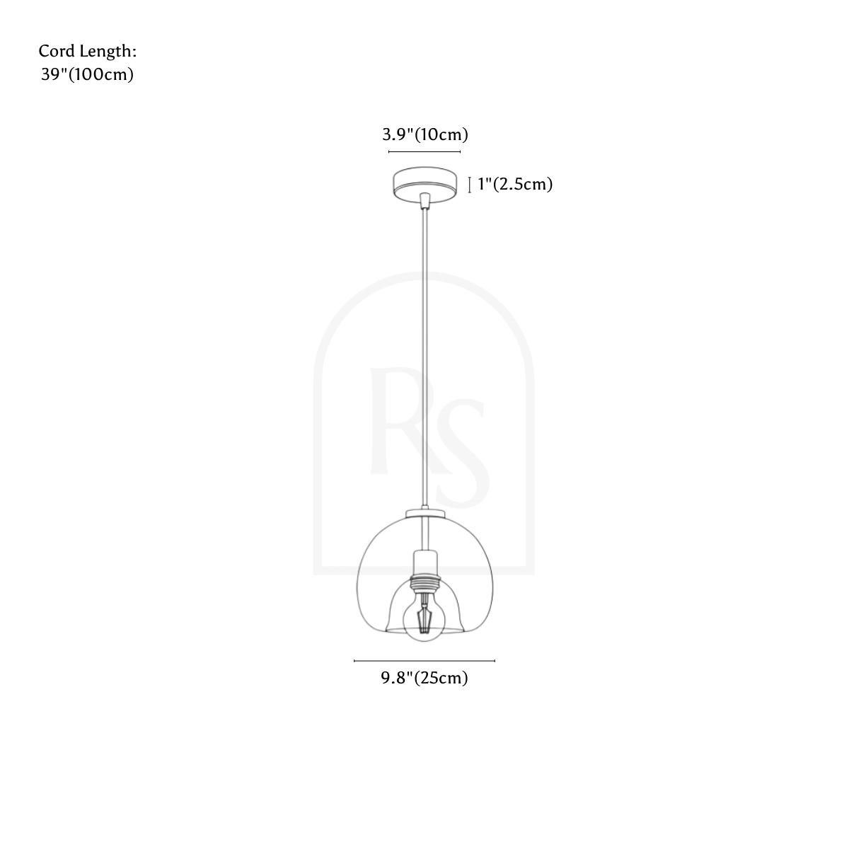 Lance Pendant Light line drawing 1