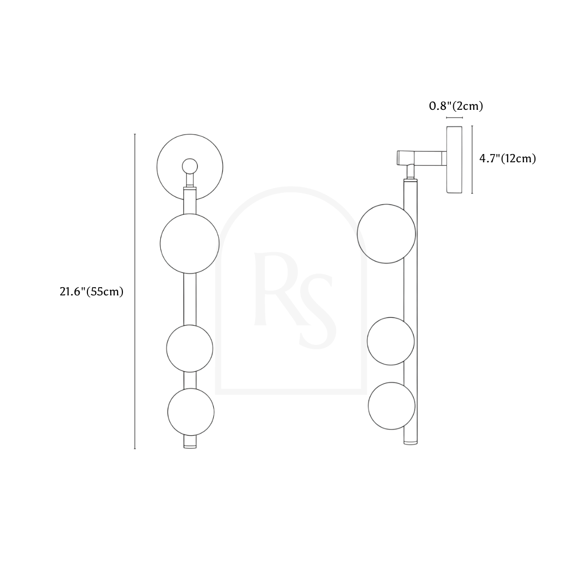 Orbos Wall Lamp line drawing 1