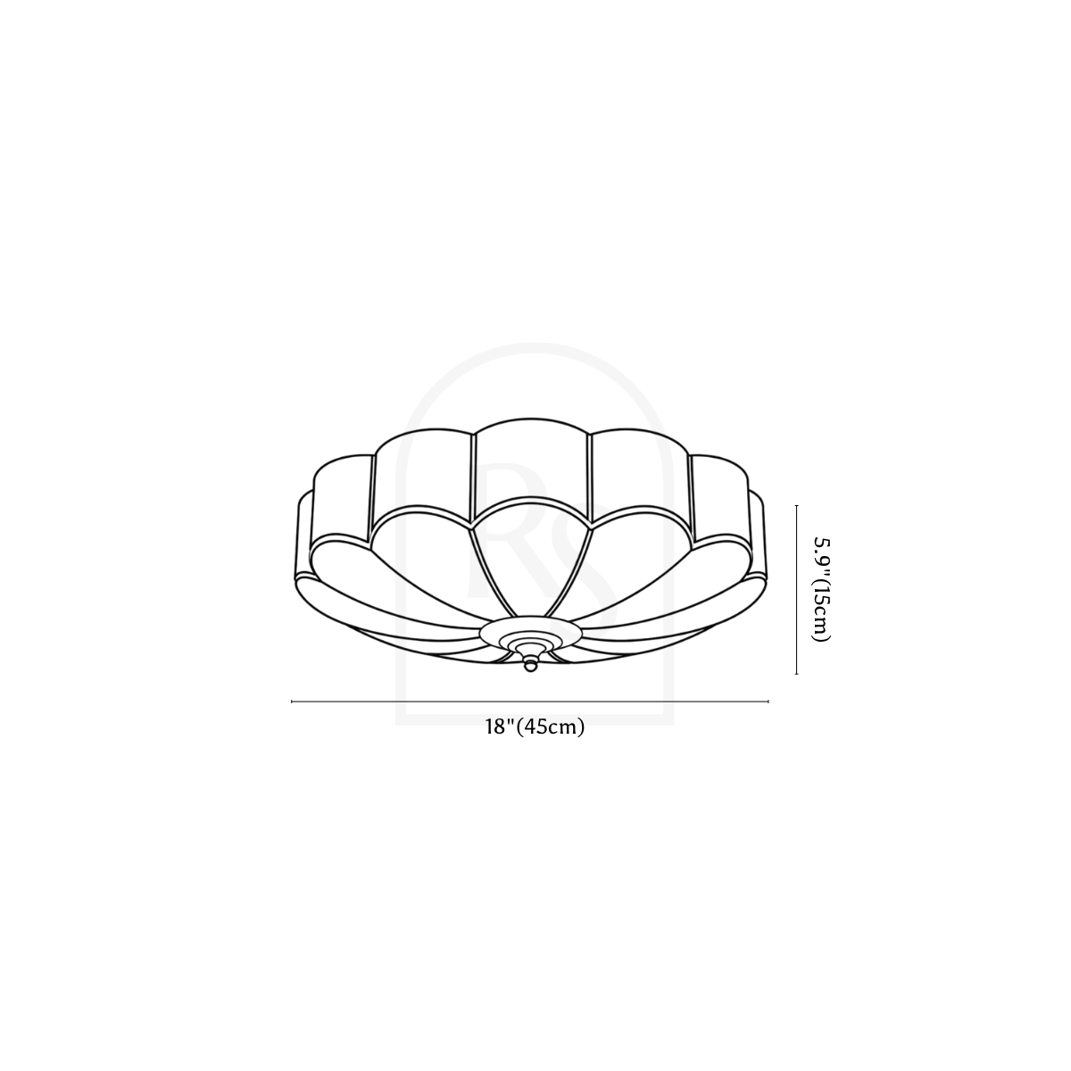 Orchid Ceiling Light line drawing 2