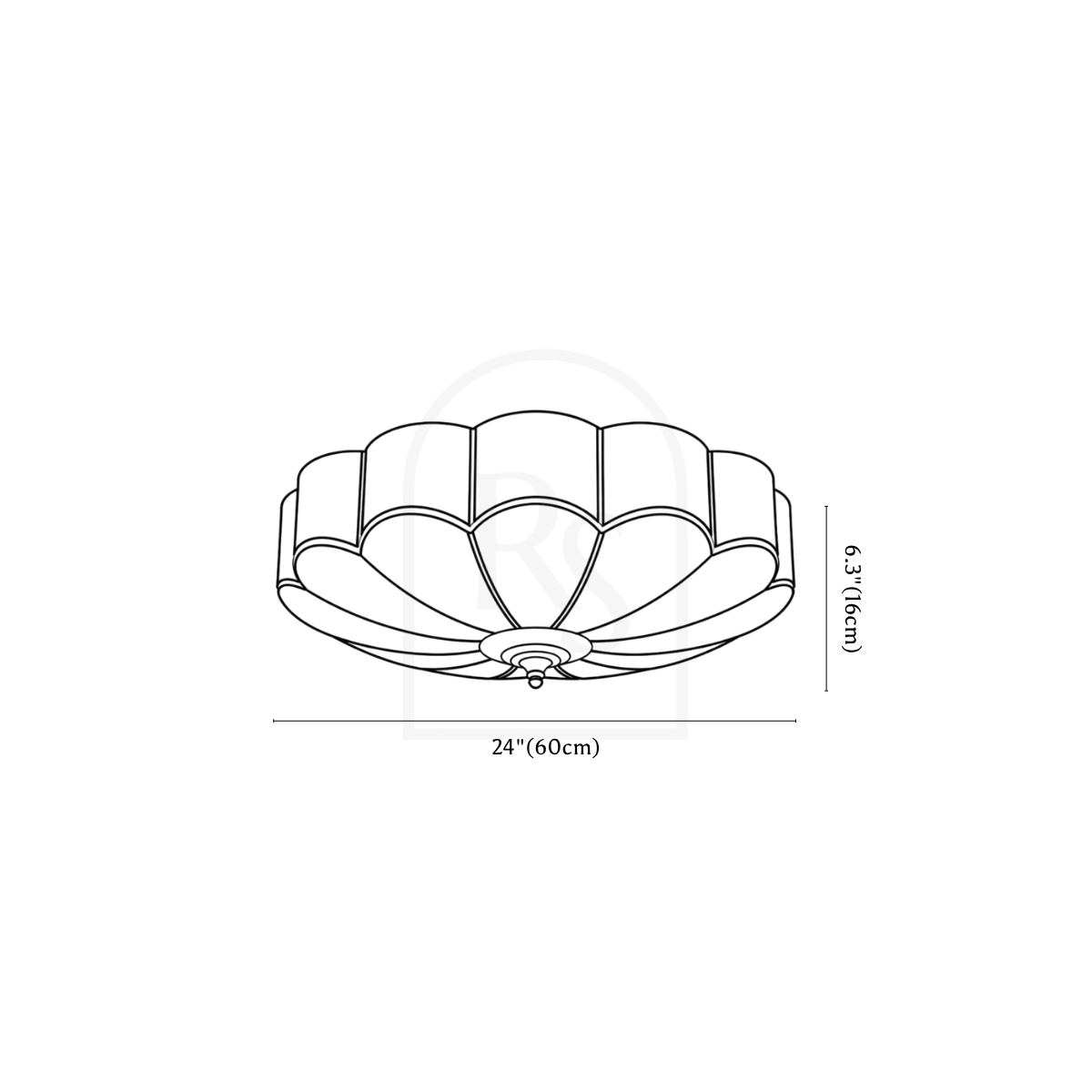 Orchid Ceiling Light line drawing 3