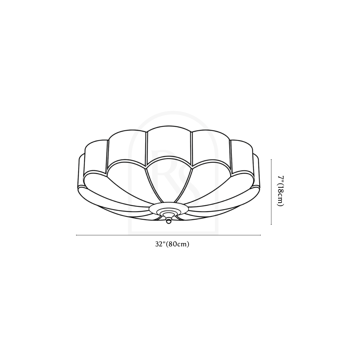 Orchid Ceiling Light line drawing 4