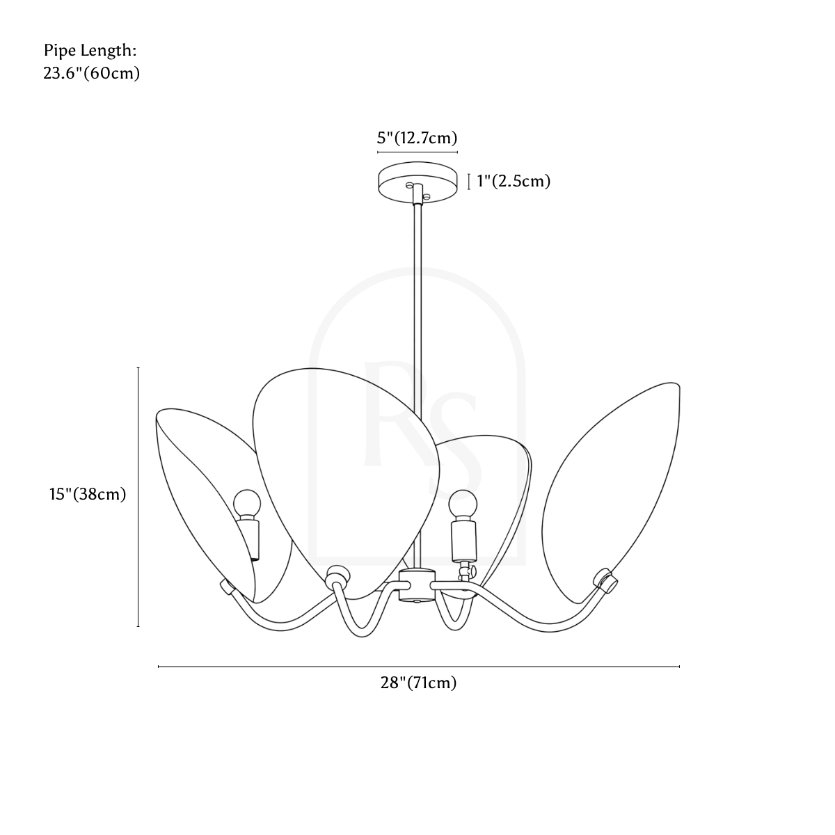 Orelia Chandelier line drawing 1