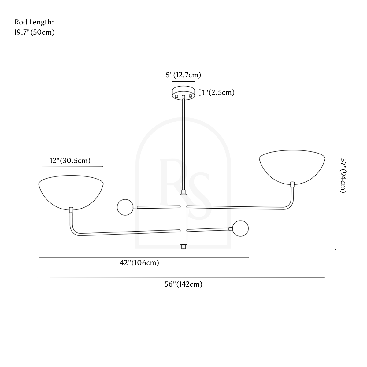 Orelli Chandelier line drawing 1