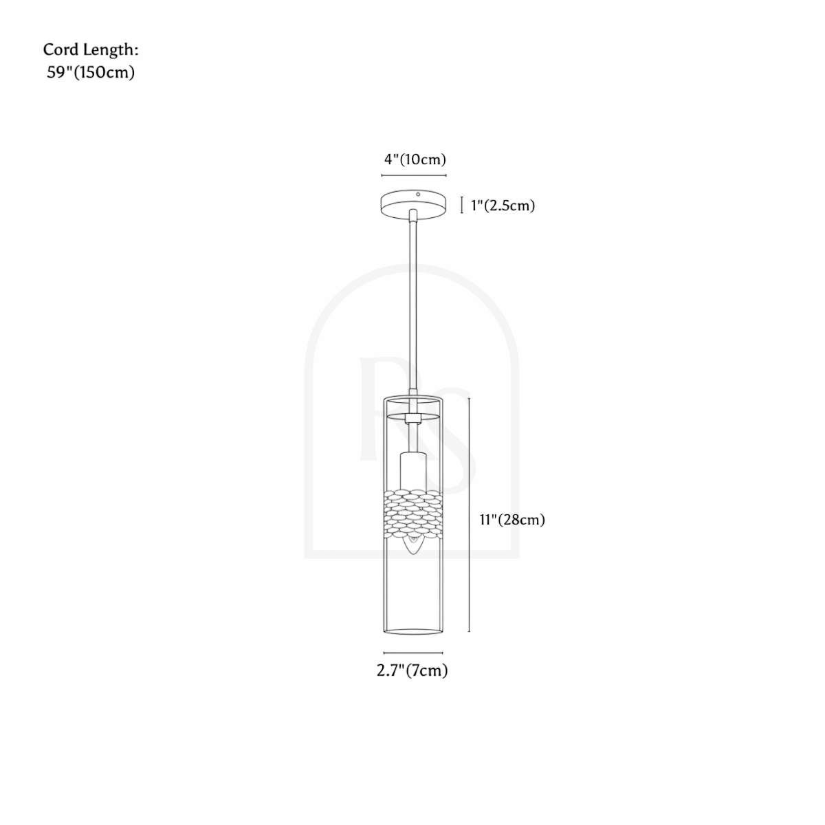 Orenda Pendant Light line drawing 1