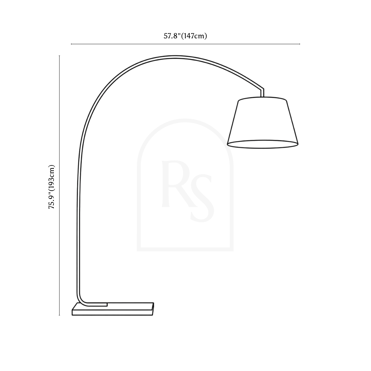 Orlexis Floor Lamp line drawing 1