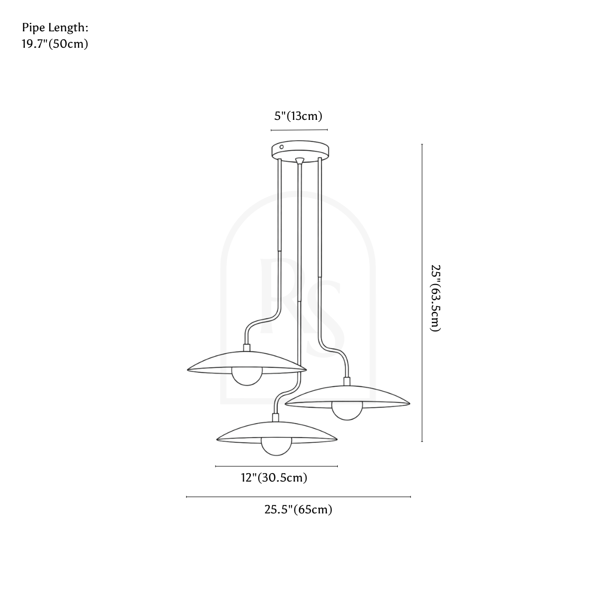 Orlune Pendant Light line drawing 1