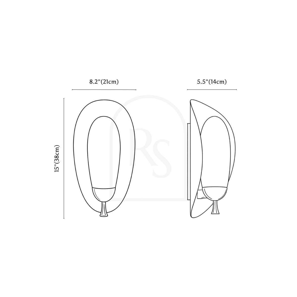 Orvane Alabaster Wall Lamp line drawing 1