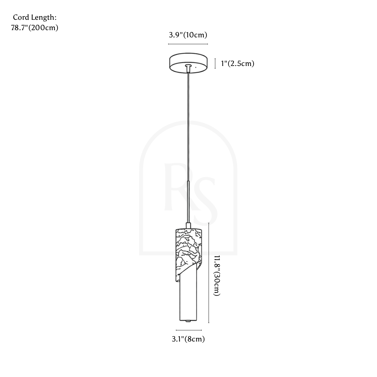 Orvel Pendant Light line drawing 1