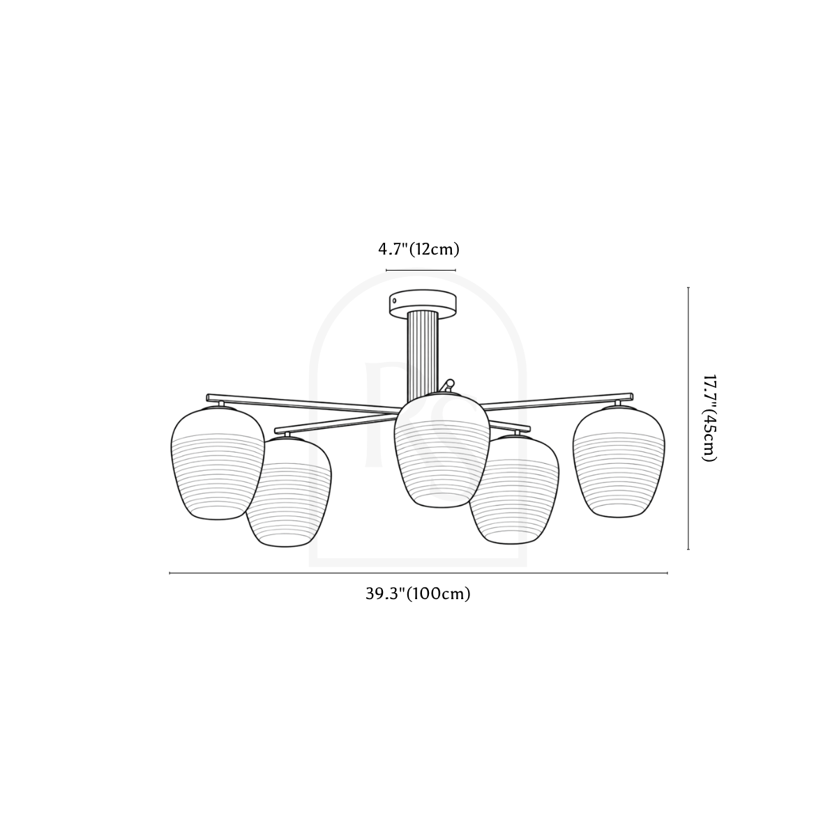 Oskir Ceiling Lamp line drawing 2