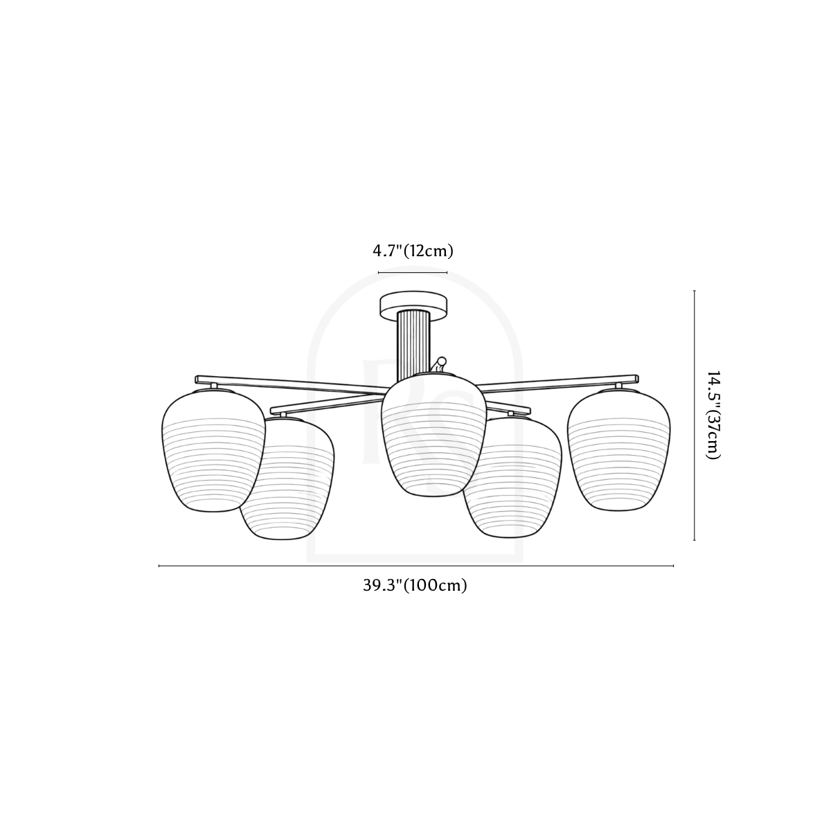Oskir Ceiling Lamp line drawing 1