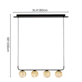 "Ostra pendant lamp with four alabaster spheres, featuring a 31.4''/80cm ceiling mount and 59''/150cm hanging length, adding a contemporary touch to any interior."