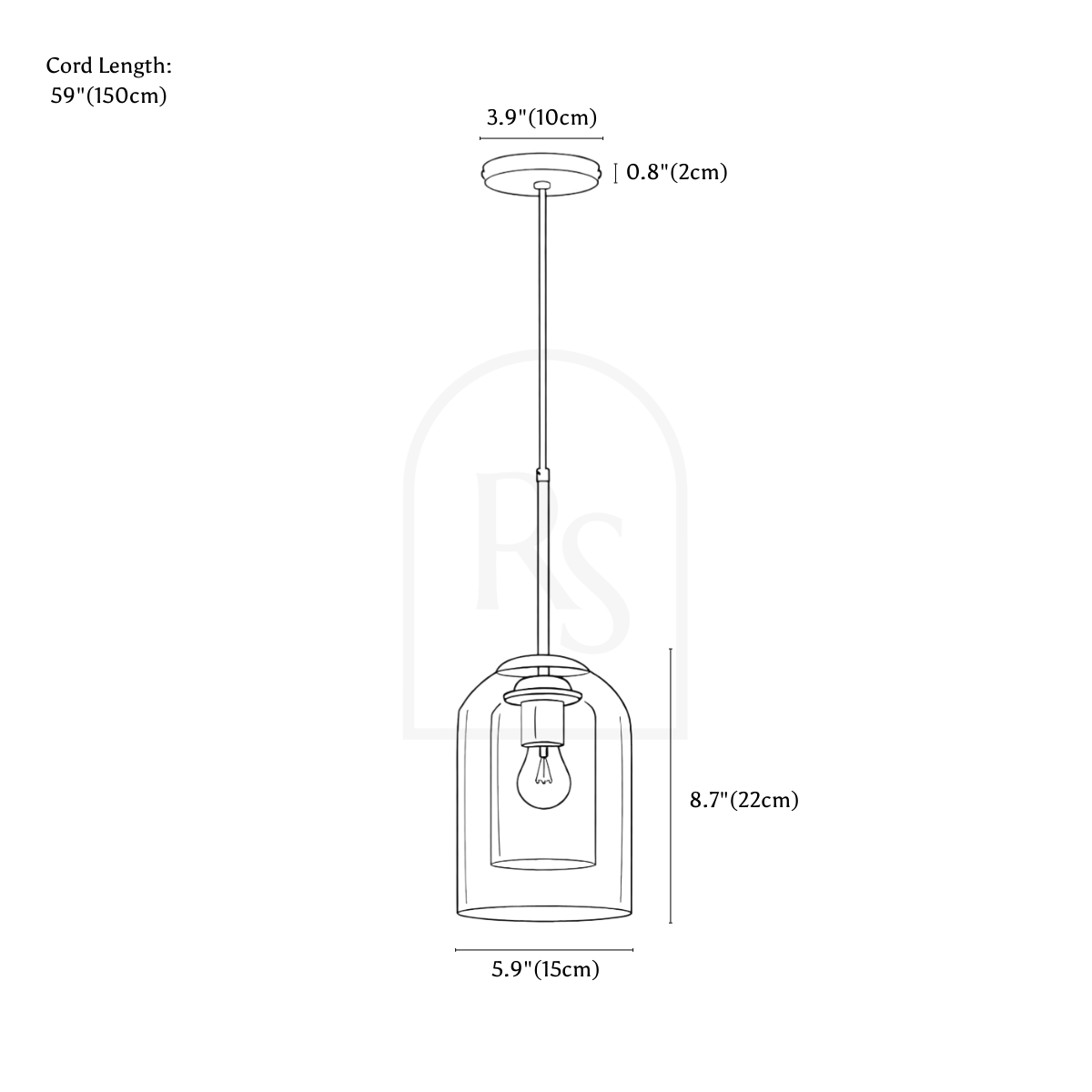 Lámpara colgante Otzara line drawing 1