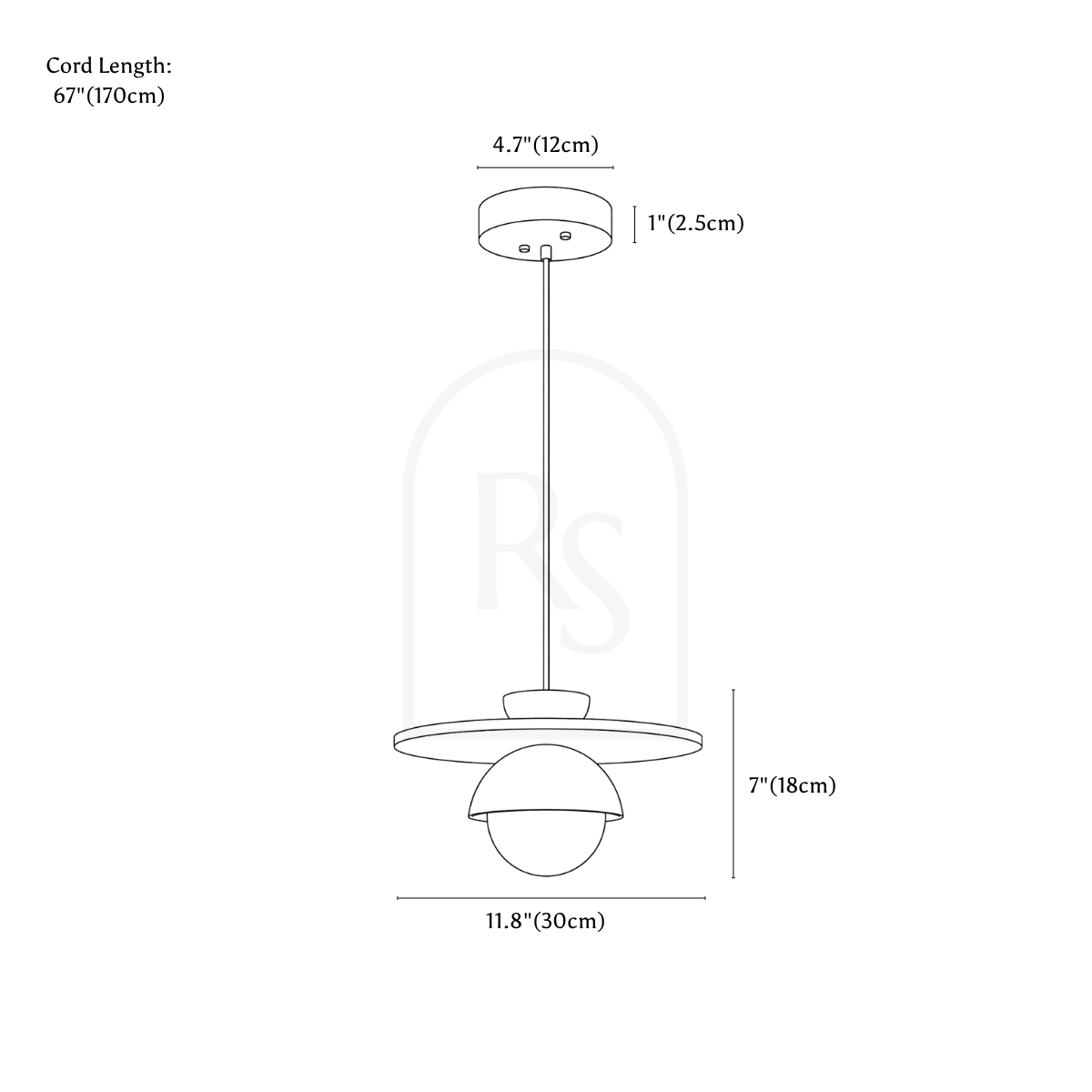 Panvi Pendant Light line drawing 2