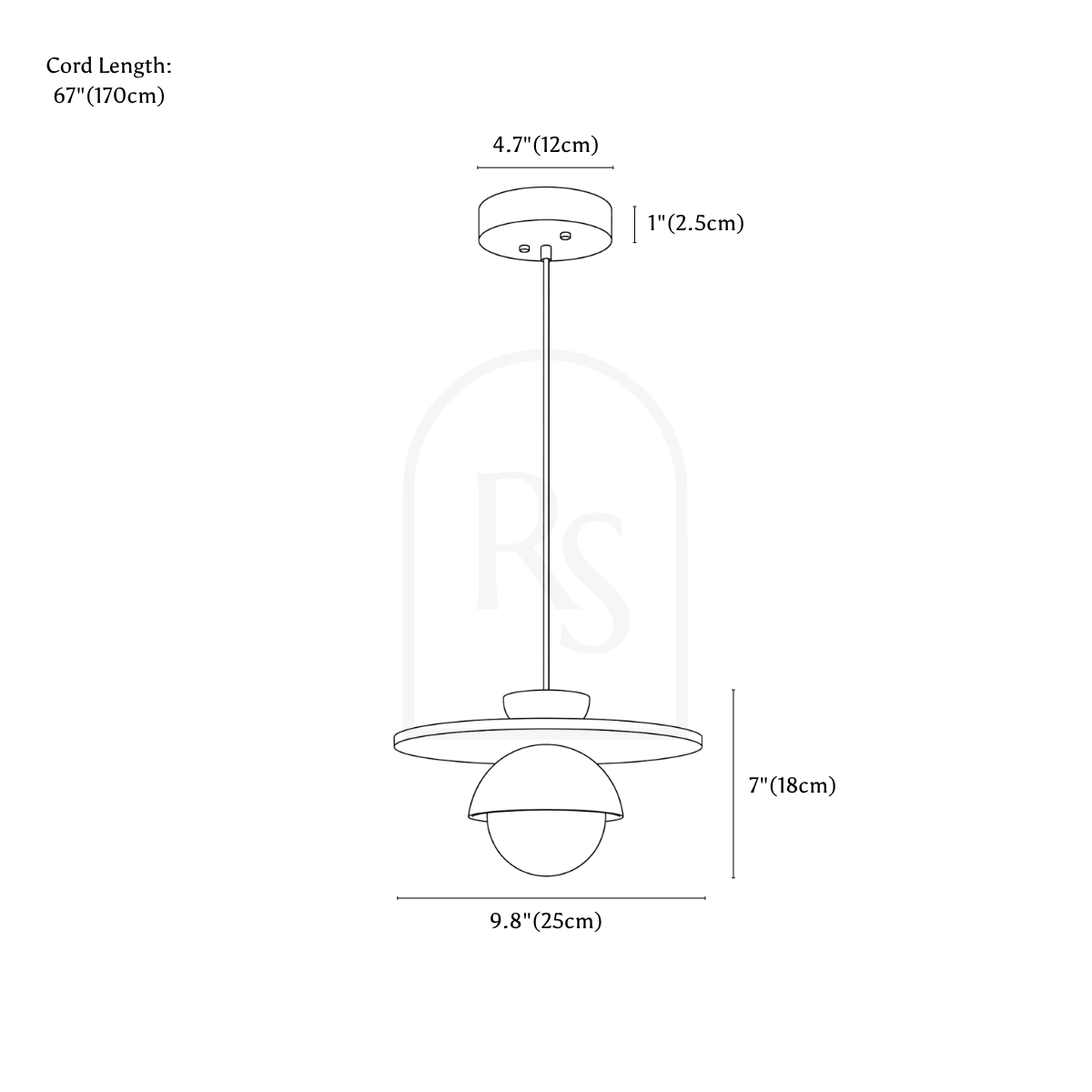 Panvi Pendant Light line drawing 1