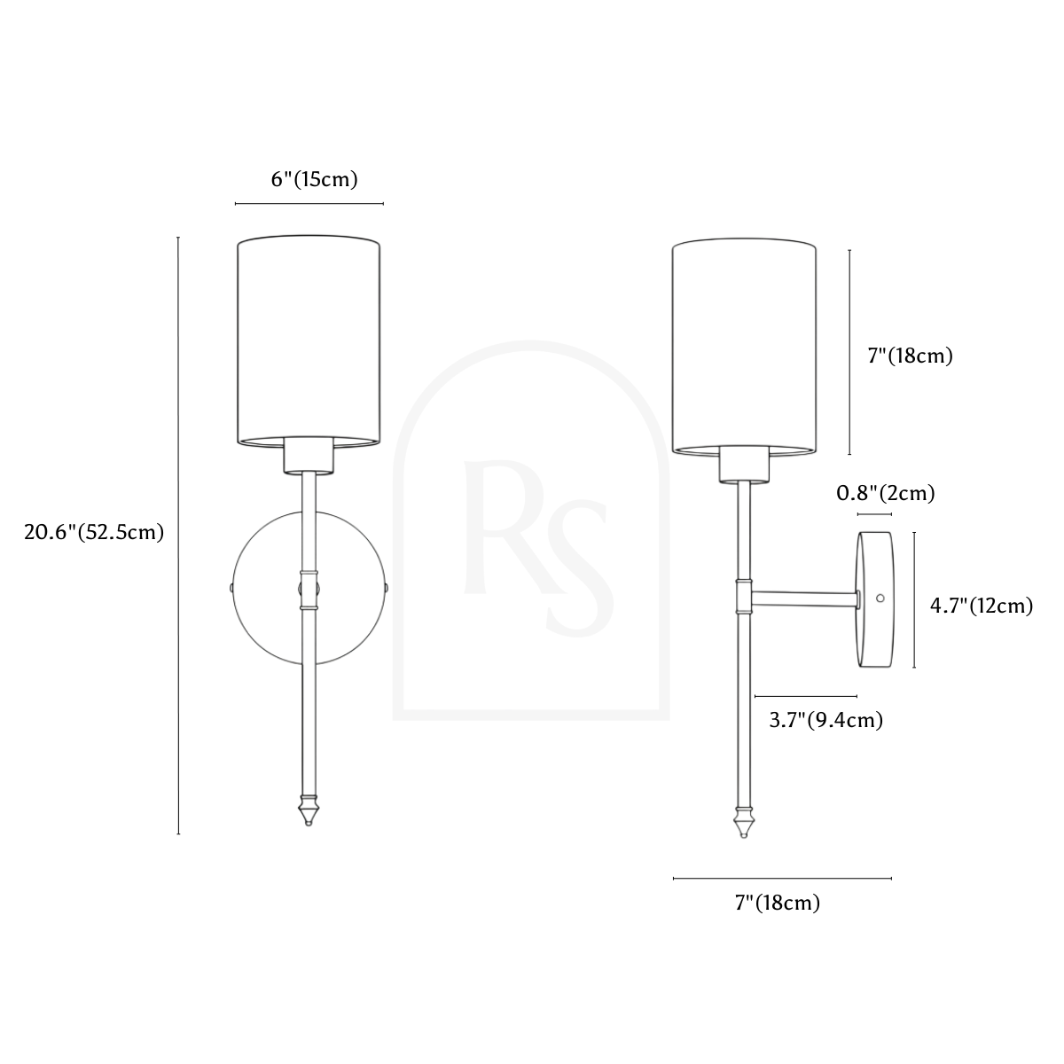 Parkel Wireless Wall Lamp line drawing 1