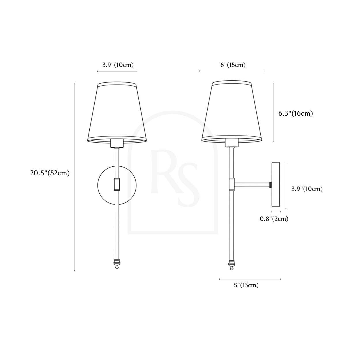 Parsile Wireless Wall Lamp line drawing 1
