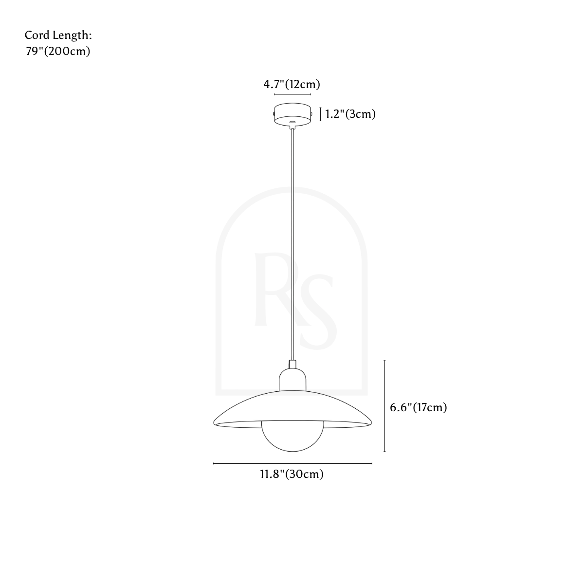 Parvox Pendant Light line drawing 1