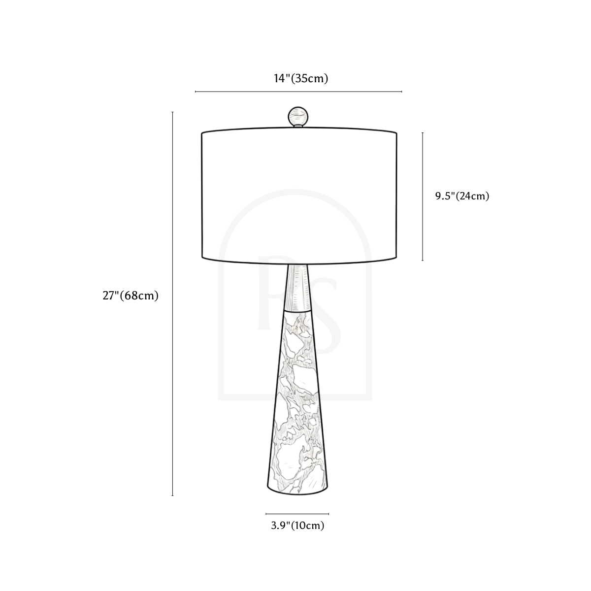 Pelane Table Lamp line drawing 1