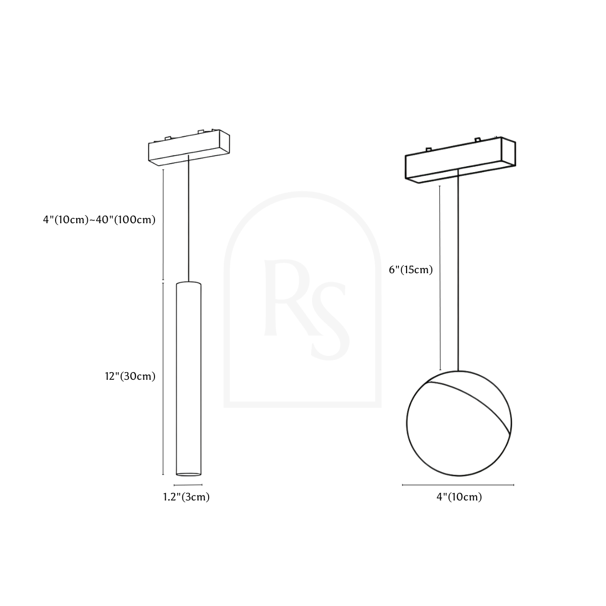 Custom Janae Track Light System (Build Your Own) line drawing 4