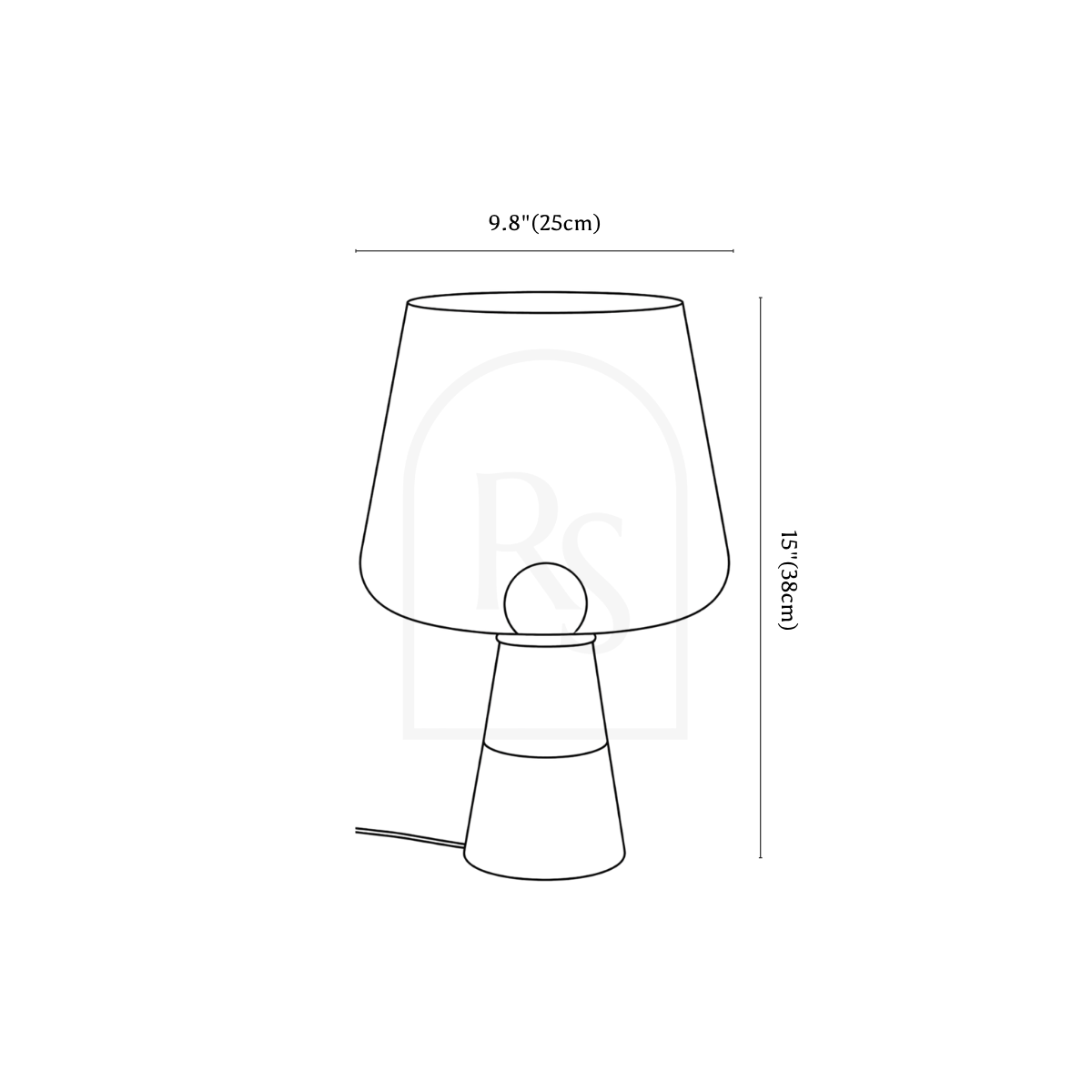 Petrus Table Lamp line drawing 2