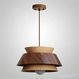 "Pendant light crafted from natural wood materials, designed to emit a warm, ambient glow in modern living spaces."