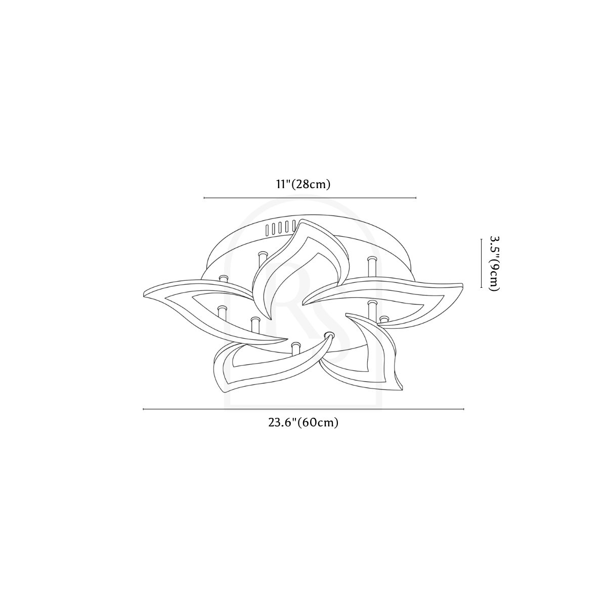 Phool Ceiling Light line drawing 1