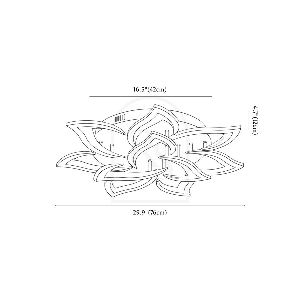 Phool Ceiling Light line drawing 2