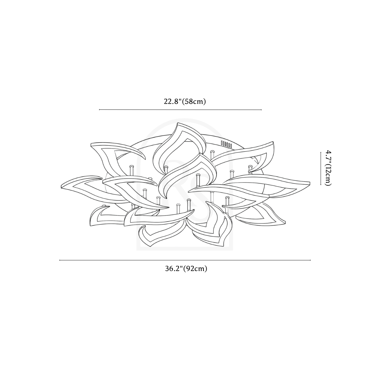 Phool Ceiling Light line drawing 3
