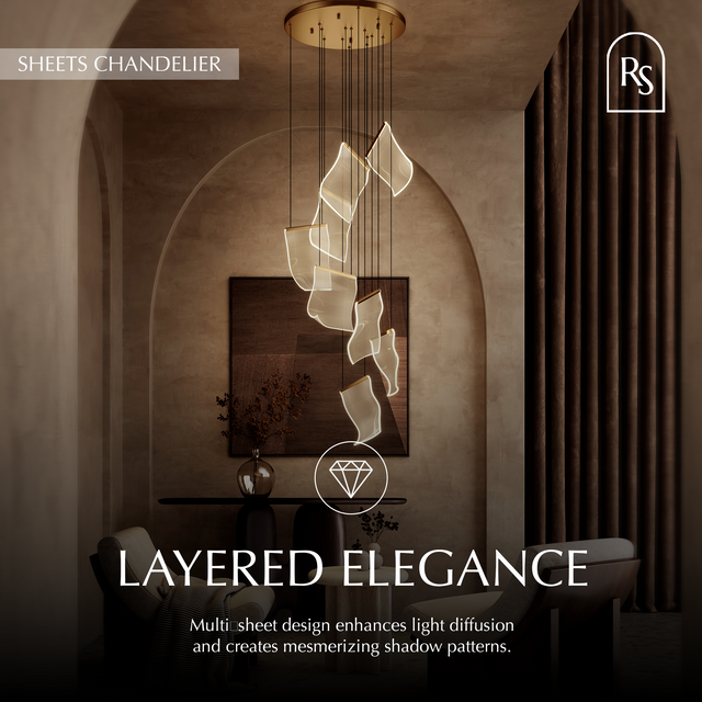 Sheets Chandelier (Round Ceiling Mount)