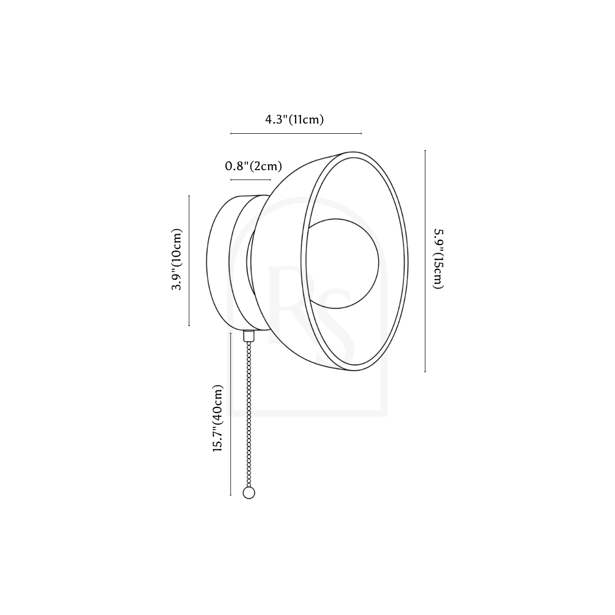 Pulkit Travertine Wall Lamp line drawing 2