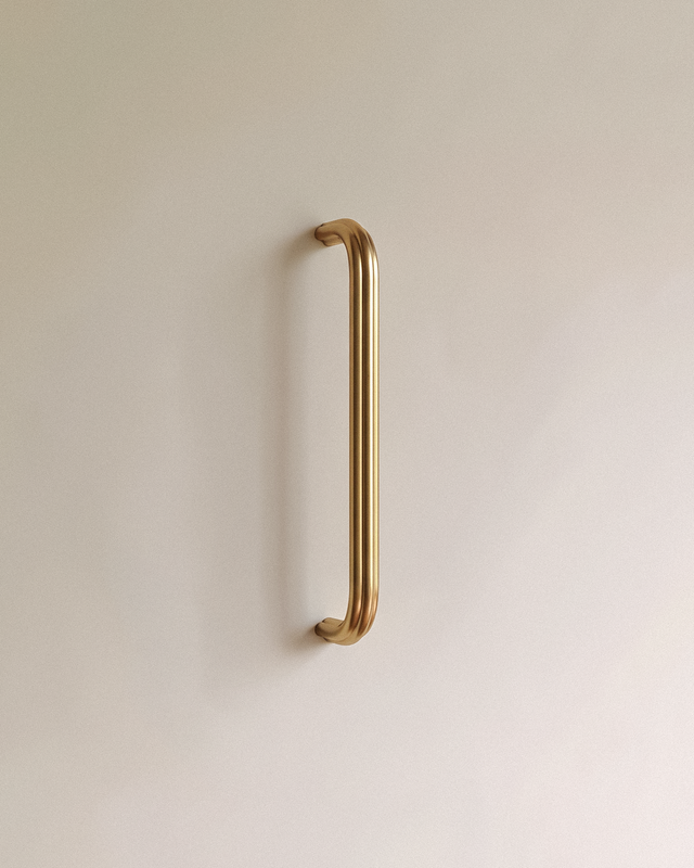 Gatsby Cabinet Pull 6" in Satin Brass, on a plain background