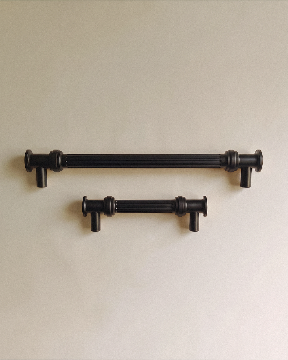 Vestige Cabinet Pull shown in all available sizes, in Black