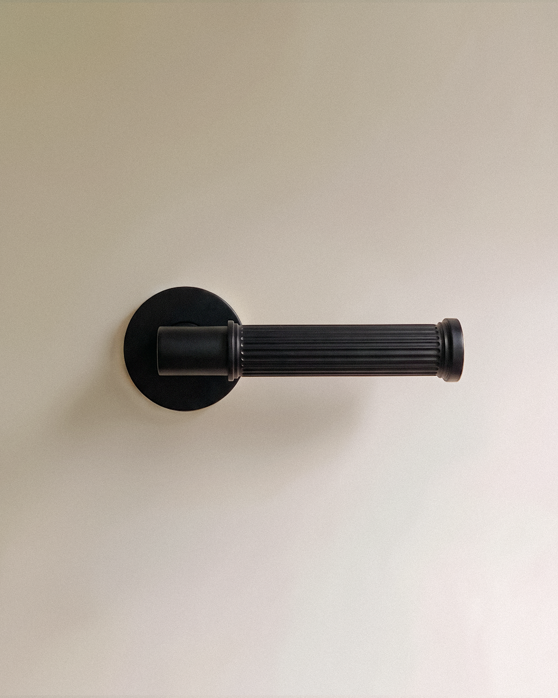 Vestige Door Handle in Black, on a plain background
