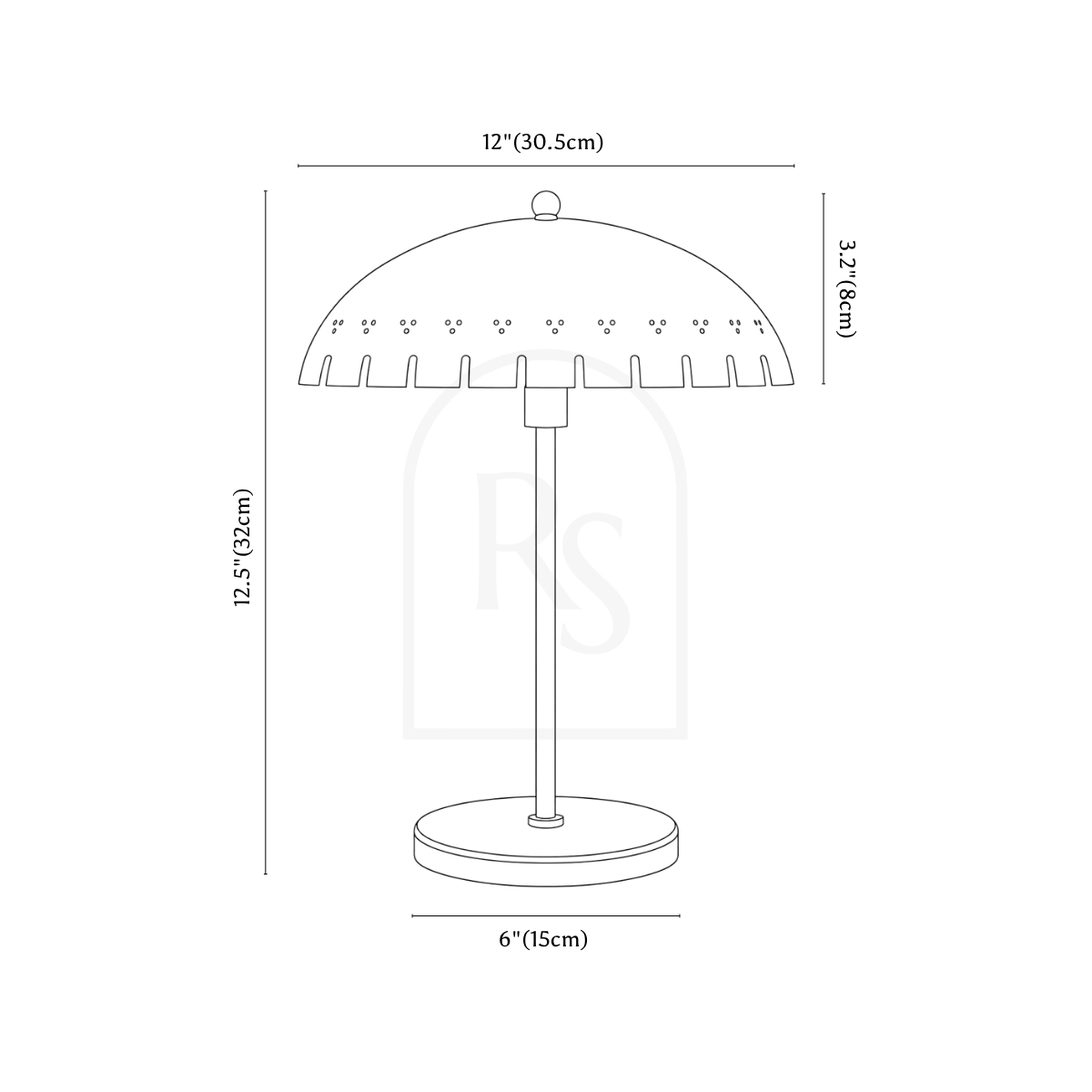 Relic Table Lamp line drawing 1