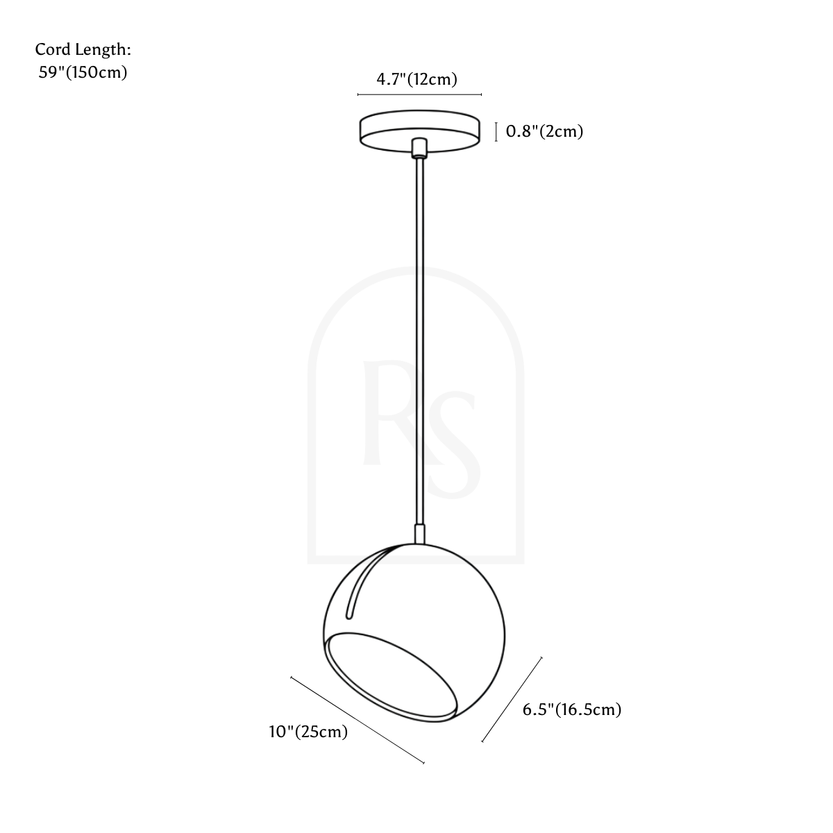 Revolve Pendant Light line drawing 1