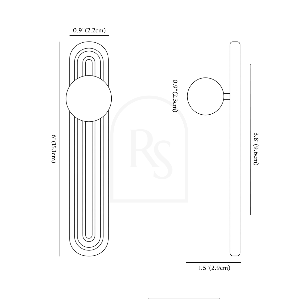 Rill Cabinet Pull line drawing 2