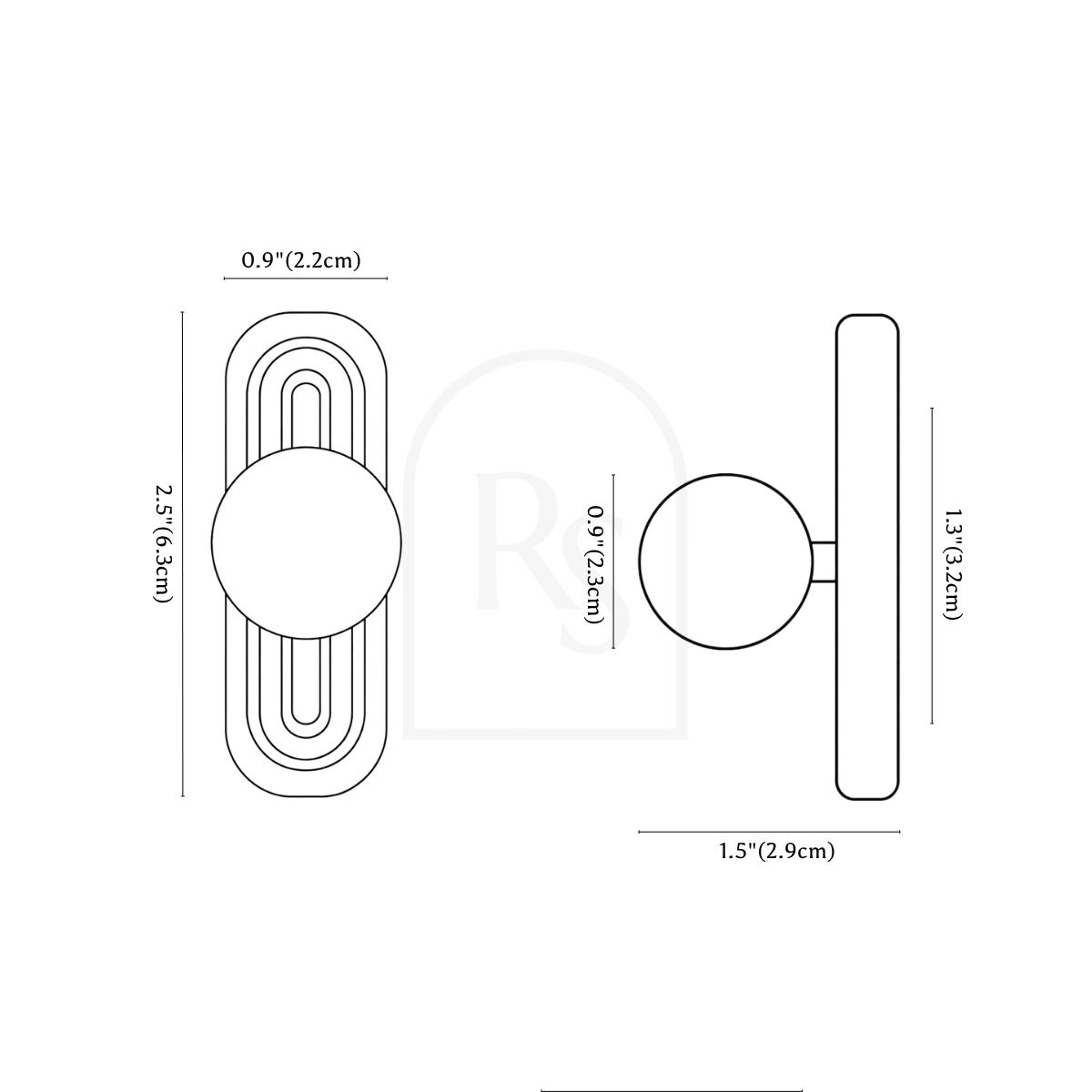 Rill Cabinet Pull line drawing 1