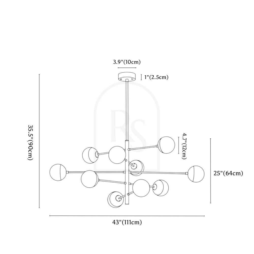 Rinzo Chandelier line drawing 3