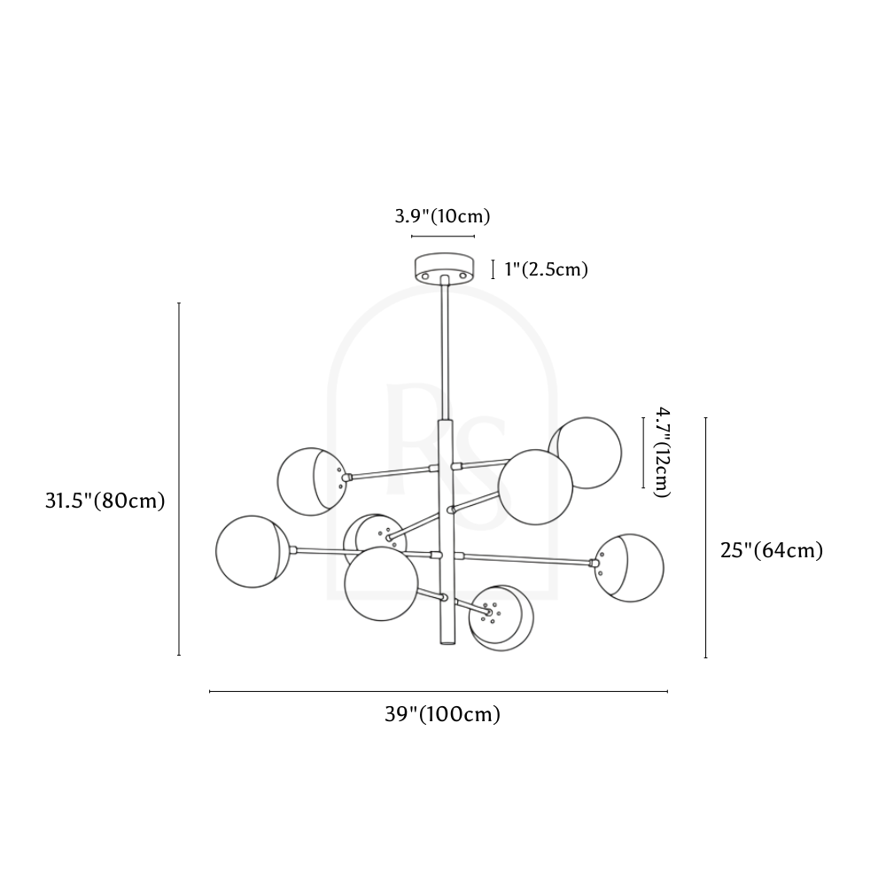 Rinzo Chandelier line drawing 1