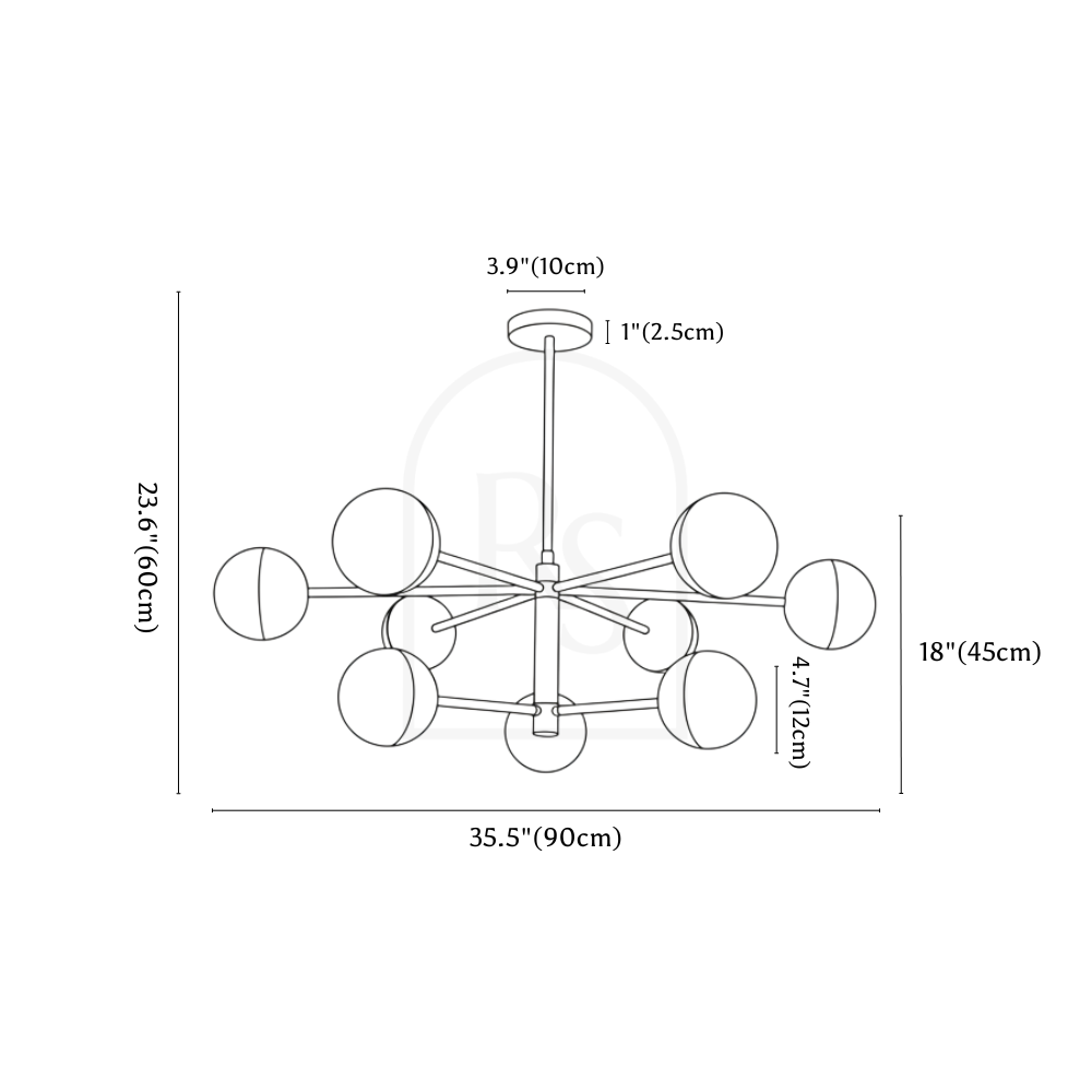 Rinzo Chandelier line drawing 2