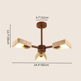 "Three-light ceiling lamp with natural travertine blocks and wood frame, modern minimalist lighting design"