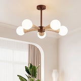 "Natural travertine and wood ceiling lamp providing elegant illumination and a rustic touch to any room decor."